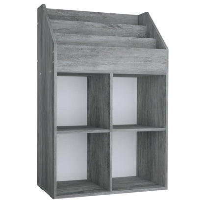 Kindertijdschriftenrek 71x30x114 cm spaanplaat betongrijs Betongrijs