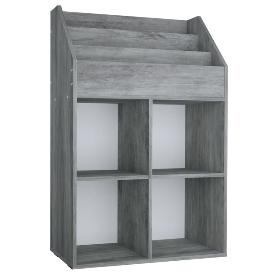 Kindertijdschriftenrek 71x30x114 cm spaanplaat betongrijs Betongrijs