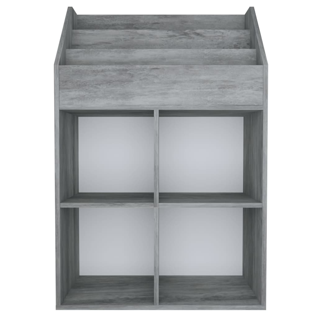 Kindertijdschriftenrek 71x30x114 cm spaanplaat betongrijs Betongrijs