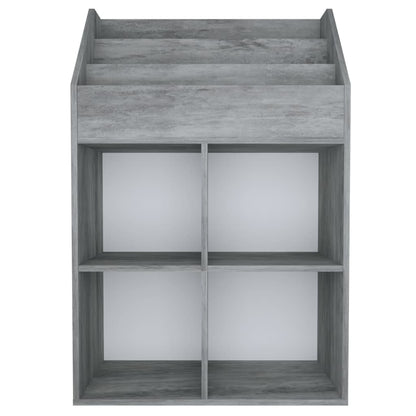 Kindertijdschriftenrek 71x30x114 cm spaanplaat betongrijs Betongrijs