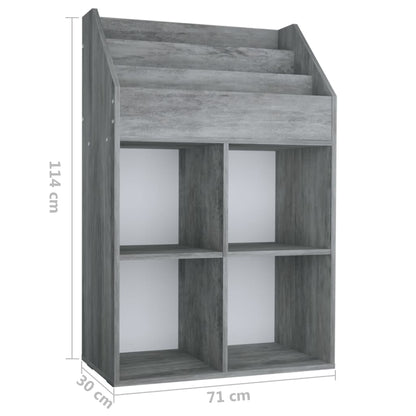 Kindertijdschriftenrek 71x30x114 cm spaanplaat betongrijs Betongrijs