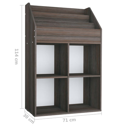Kindertijdschriftenrek 7X30X4 Cm Spaanplaat Grijs En Eiken grey and sonoma oak