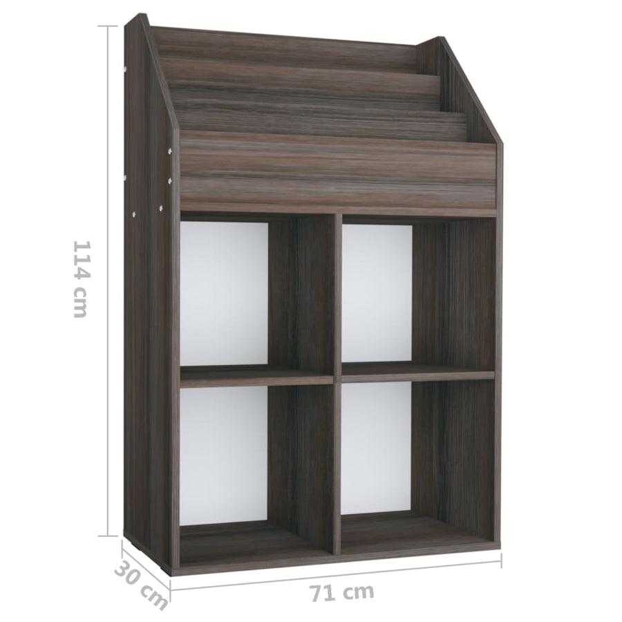 Kindertijdschriftenrek 7X30X4 Cm Spaanplaat Grijs En Eiken grey and sonoma oak