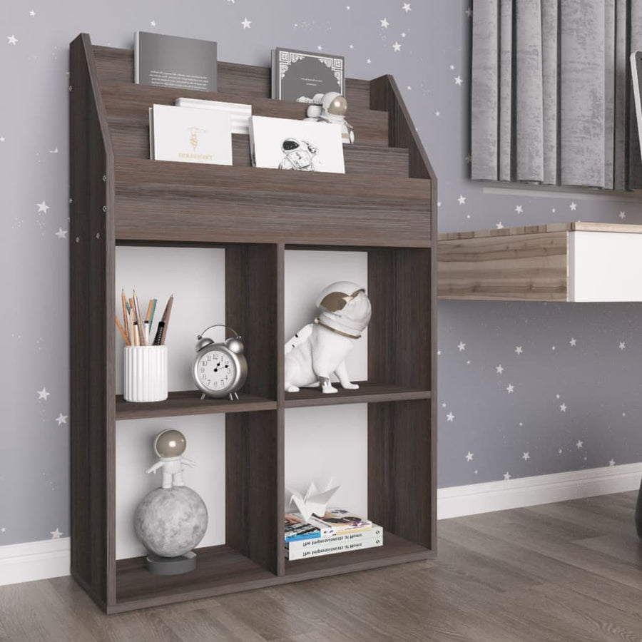 Kindertijdschriftenrek 7X30X4 Cm Spaanplaat Grijs En Eiken grey and sonoma oak