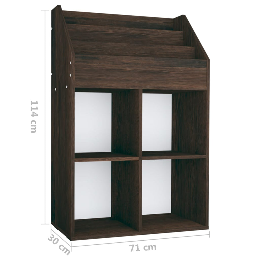 Kindertijdschriftenrek 7X30X4 Cm Spaanplaat Gerookt eiken