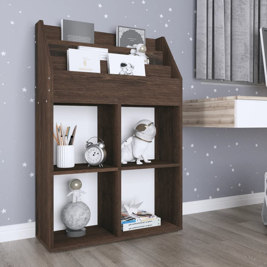 Kindertijdschriftenrek 7X30X4 Cm Spaanplaat Gerookt eiken