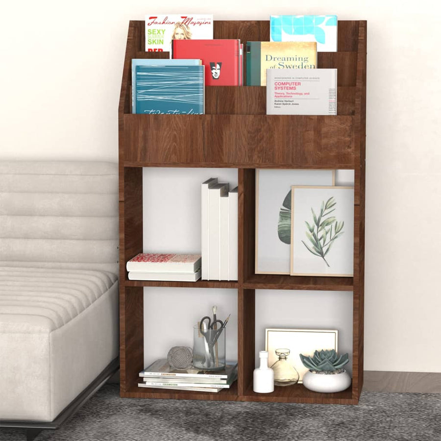 Kindertijdschriftenrek 7X30X4 Cm Bewerkt Hout Bruineiken