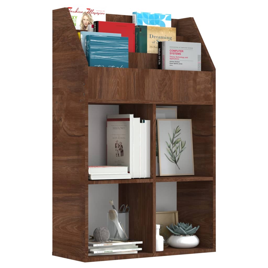 Kindertijdschriftenrek 7X30X4 Cm Bewerkt Hout Bruineiken