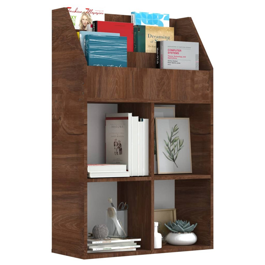 Kindertijdschriftenrek 7X30X4 Cm Bewerkt Hout Bruineiken