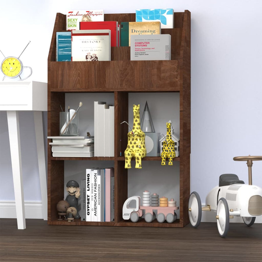 Kindertijdschriftenrek 7X30X4 Cm Bewerkt Hout Bruineiken
