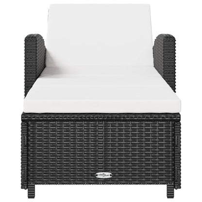 Ligbed Met Crèmewit Kussen Poly Rattan Zwart