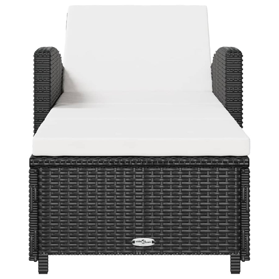 Ligbed Met Crèmewit Kussen Poly Rattan Zwart