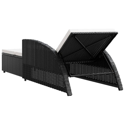 Ligbed Met Crèmewit Kussen Poly Rattan Zwart