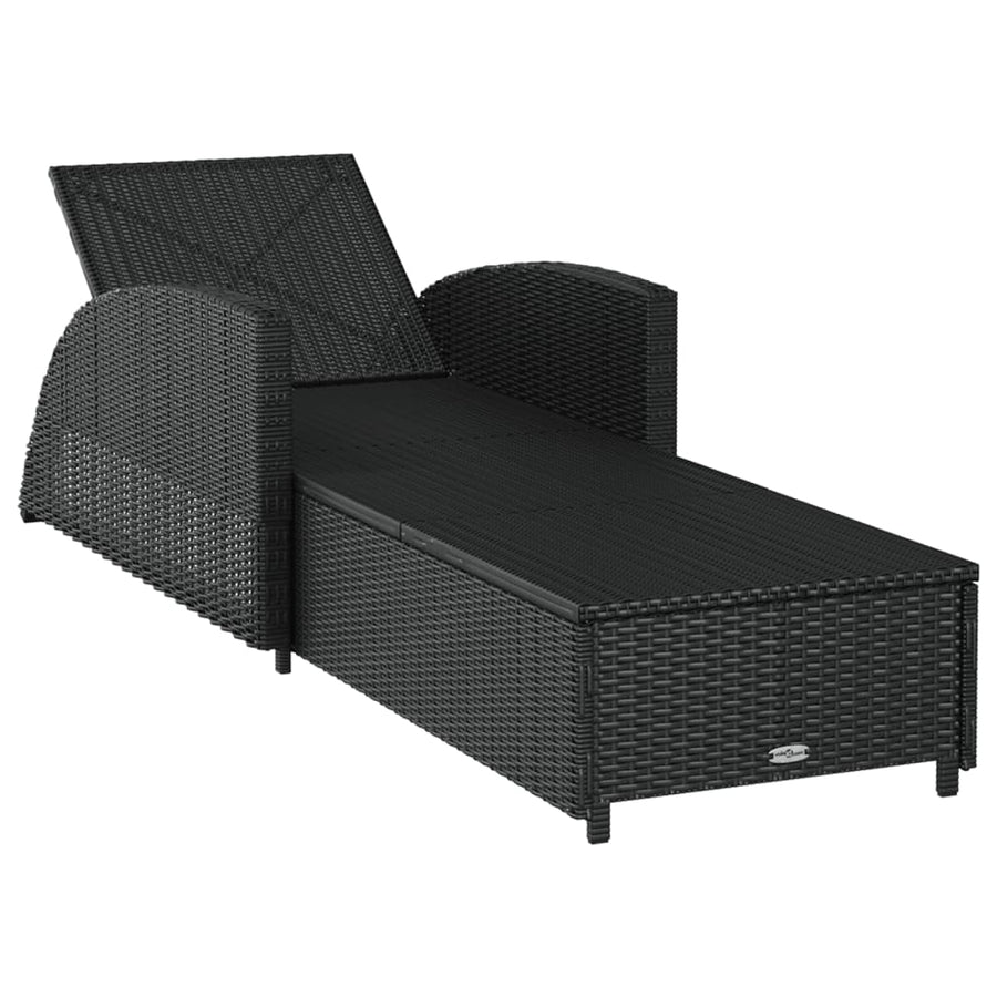 Ligbed Met Crèmewit Kussen Poly Rattan Zwart