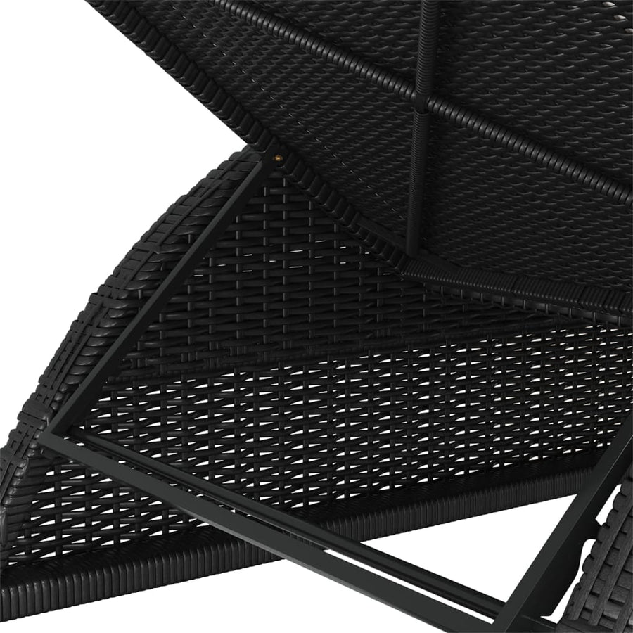 Ligbed Met Crèmewit Kussen Poly Rattan Zwart