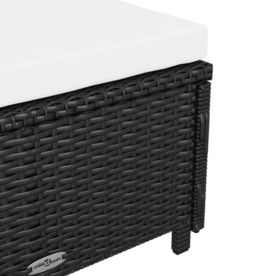 Ligbed Met Crèmewit Kussen Poly Rattan Zwart
