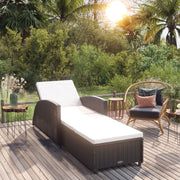 Ligbed poly rattan zwart met crèmewit kussen