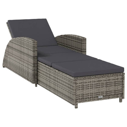 Ligbed Met Donker Kussen Poly Rattan Grijs