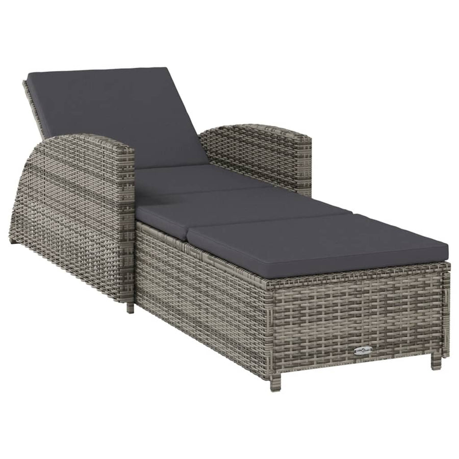 Ligbed Met Donker Kussen Poly Rattan Grijs