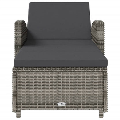Ligbed Met Donker Kussen Poly Rattan Grijs