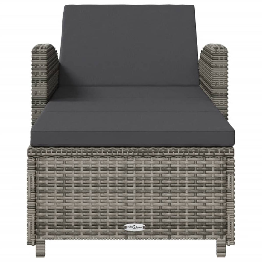 Ligbed Met Donker Kussen Poly Rattan Grijs