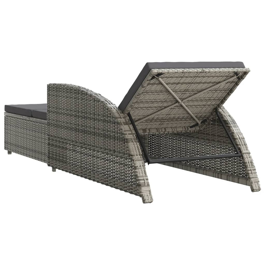 Ligbed Met Donker Kussen Poly Rattan Grijs