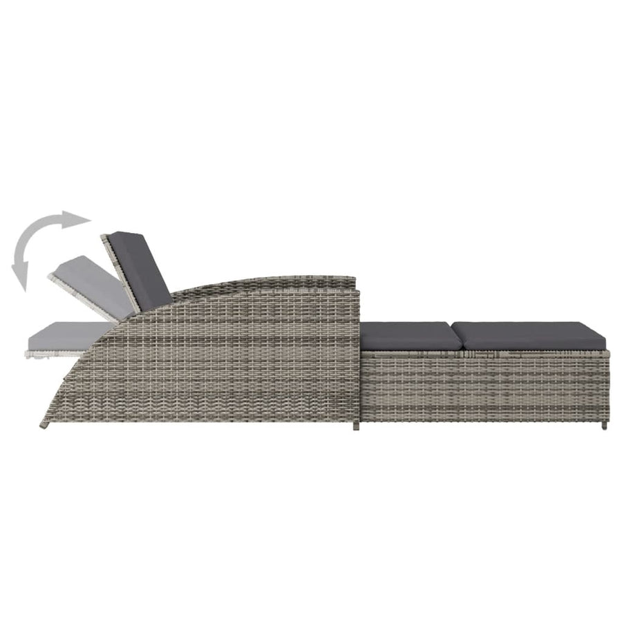 Ligbed Met Donker Kussen Poly Rattan Grijs