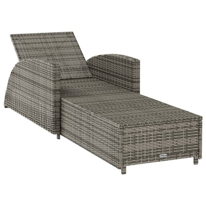 Ligbed Met Donker Kussen Poly Rattan Grijs