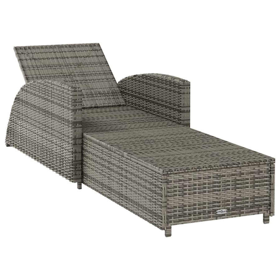 Ligbed Met Donker Kussen Poly Rattan Grijs
