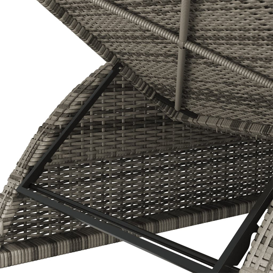 Ligbed Met Donker Kussen Poly Rattan Grijs