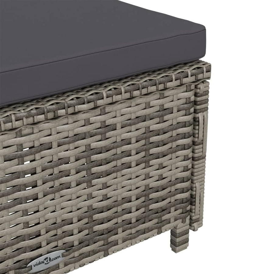 Ligbed Met Donker Kussen Poly Rattan Grijs