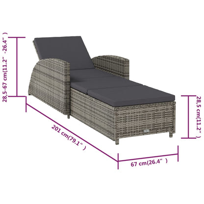 Ligbed Met Donker Kussen Poly Rattan Grijs