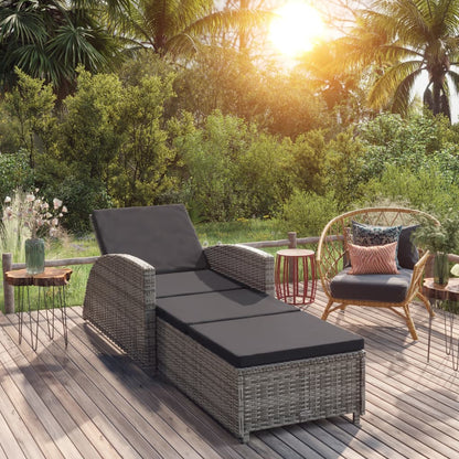 Ligbed Met Donker Kussen Poly Rattan Grijs