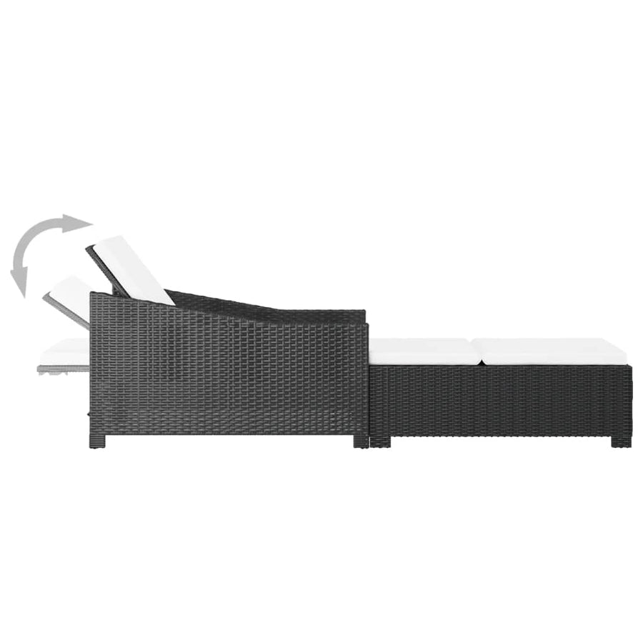 Ligbed Met Crèmewit Kussen Poly Rattan Zwart