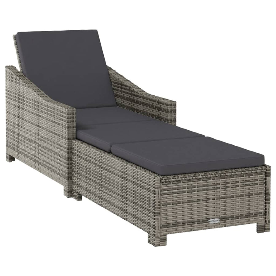 Ligbed Met Donker Kussen Poly Rattan Grijs