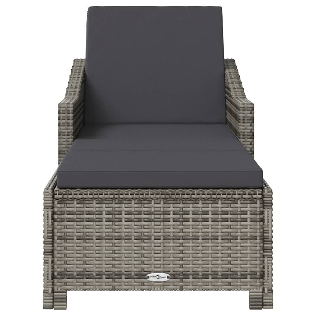 Ligbed Met Donker Kussen Poly Rattan Grijs