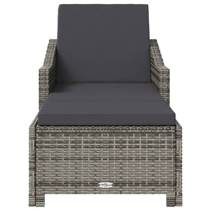Ligbed Met Donker Kussen Poly Rattan Grijs