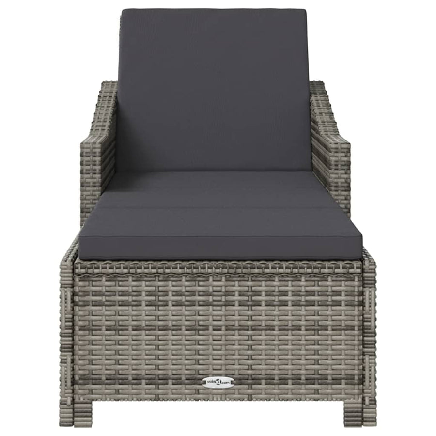 Ligbed Met Donker Kussen Poly Rattan Grijs