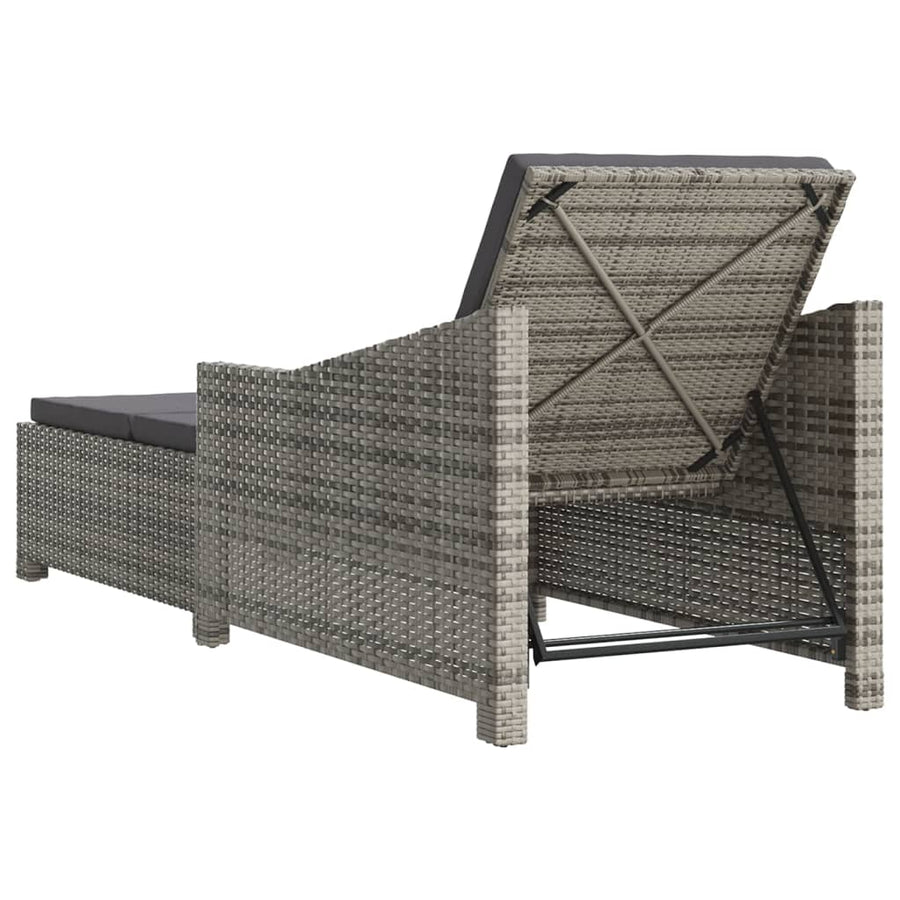 Ligbed Met Donker Kussen Poly Rattan Grijs