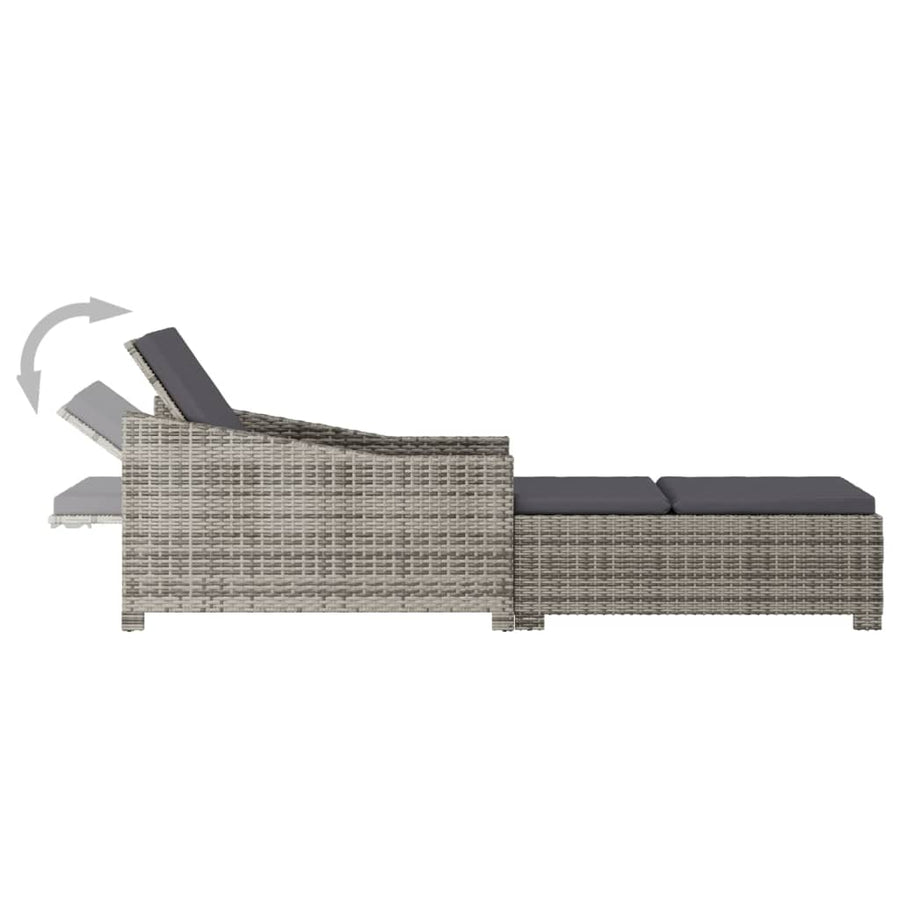 Ligbed Met Donker Kussen Poly Rattan Grijs