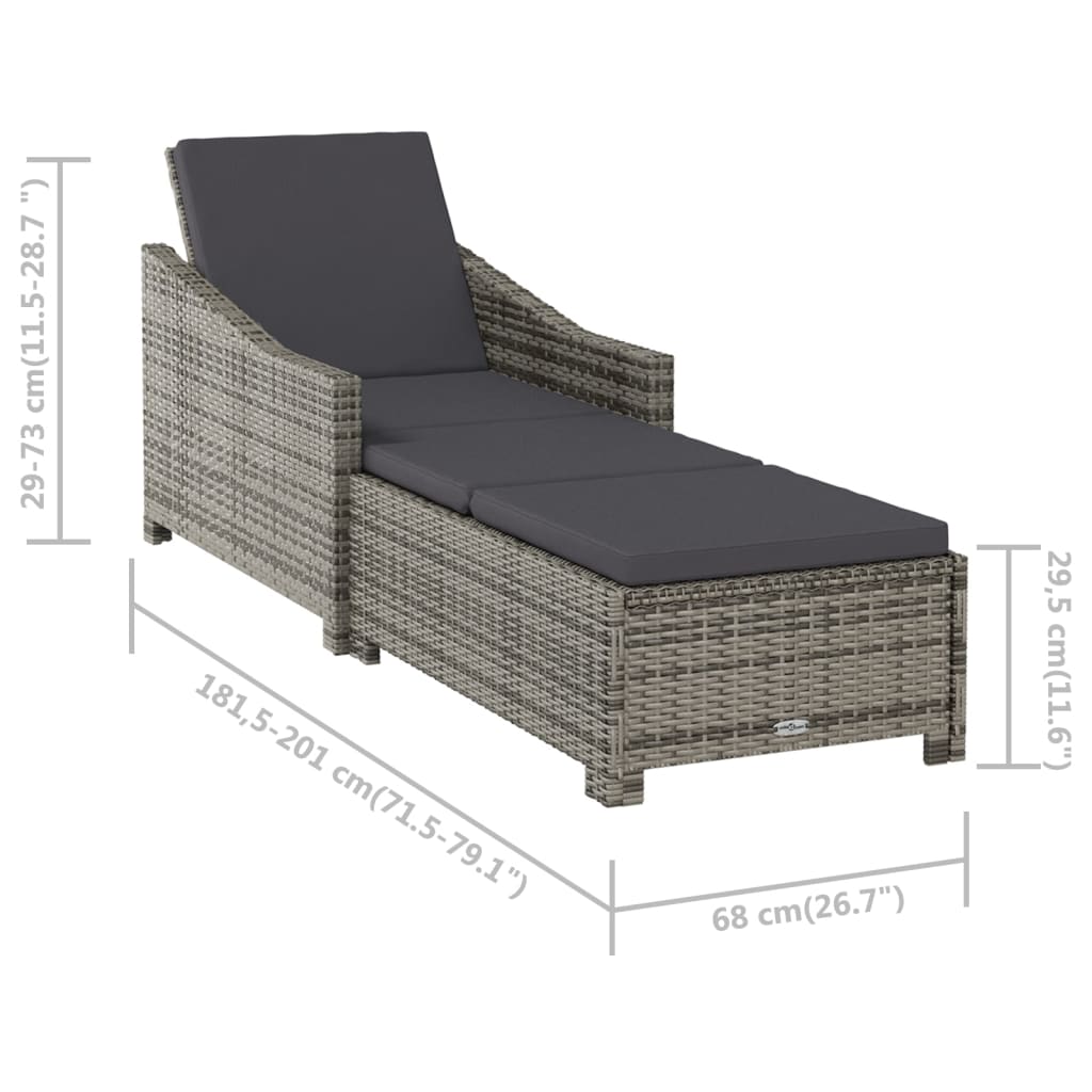 Ligbed Met Donker Kussen Poly Rattan Grijs