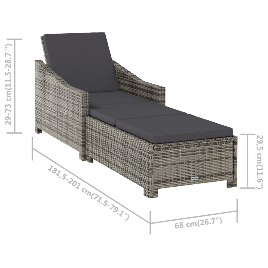 Ligbed Met Donker Kussen Poly Rattan Grijs