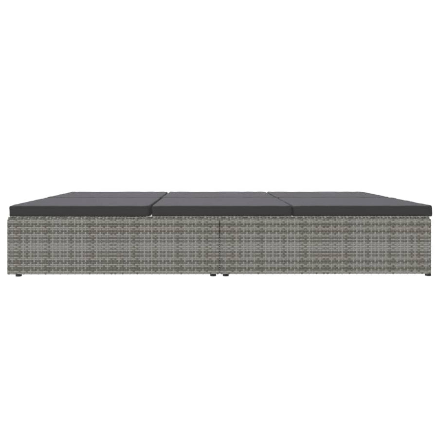 Ligbed Met Kussens Converteerbaar Poly Rattan Donkergrijs