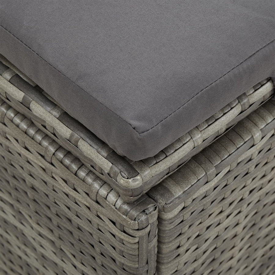Ligbed Met Kussens Converteerbaar Poly Rattan Donkergrijs