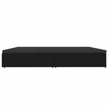 Ligbed Met Kussens Converteerbaar Poly Rattan Zwart