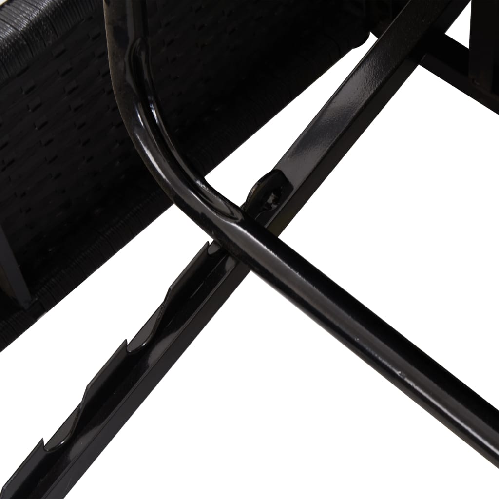 Ligbed Met Kussens Converteerbaar Poly Rattan Zwart