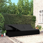 Ligbed met kussens poly rattan zwart