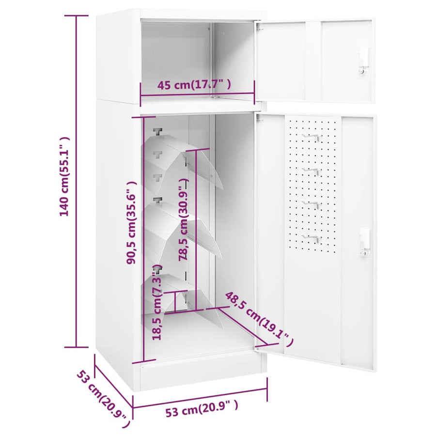 Zadelkast Staal 53 x 53 x 140 cm Wit