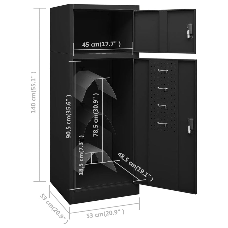 Zadelkast Staal 53 x 53 x 140 cm Zwart