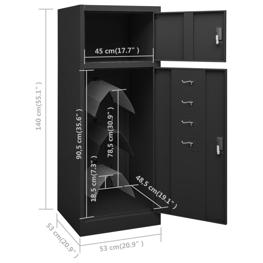 Zadelkast Staal Kleurig 53 x 53 x 140 cm Antraciet